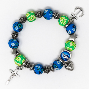Hope Love and Charity Rosary Bracelet.