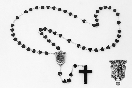 Lourdes Water Hematite Rosary Beads.