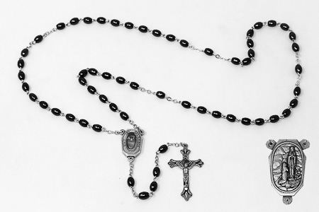 Lourdes Water Junction Hematite Rosary Beads.