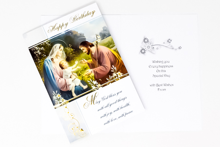 Holy Family Birthday Blessing Card.