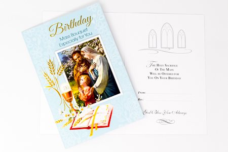 Holy Family Birthday Mass Card.