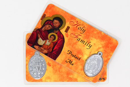 Holy Family Laminated Prayer Card & Medal.