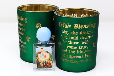 Irish Blessing Glass Votive Light Holder.