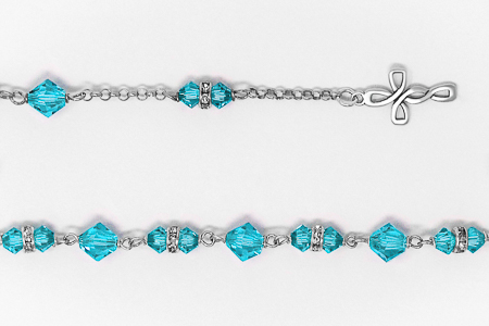 Blue Swarovski Rosary Bracelet.