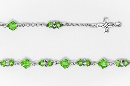 Green Swarovski Crystal Silver Rosary Bracelet