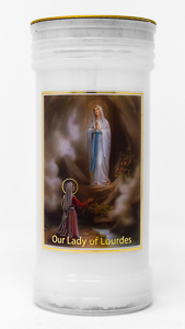 Lourdes Apparition Pillar Candle.