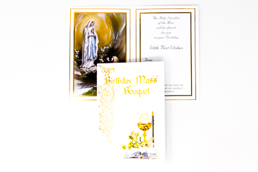 Lourdes Birthday Mass Card.