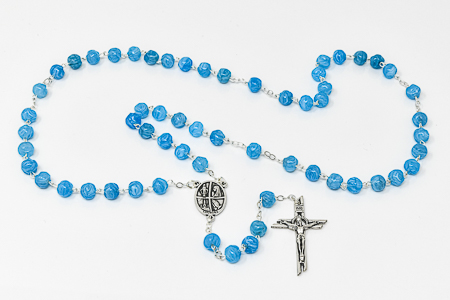 Lourdes Blue Glass Rosary Beads.
