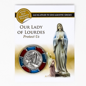 Magnetic Our Lady of Lourdes Protect us Religious Car Plaque 