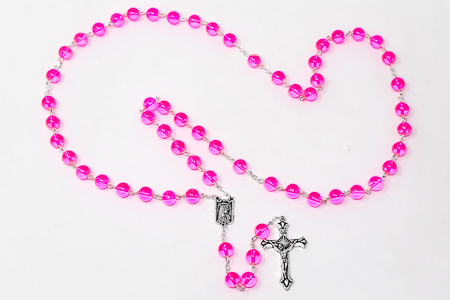 Lourdes Pink Rosary Beads.