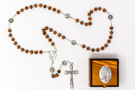 Lourdes Olive Rosary & Olive Rosary Box.