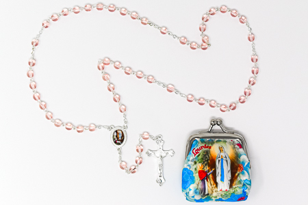 Lourdes Rosary Beads & Rosary Purse.
