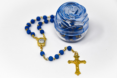 Lourdes Water Blue Rosary Beads.