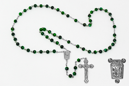 Lourdes Water Green Rosary Beads