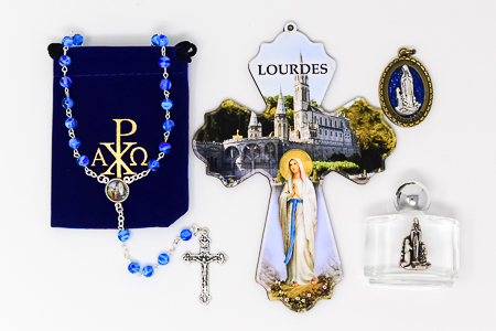 Lourdes Water Murano Rosary Gift Set.