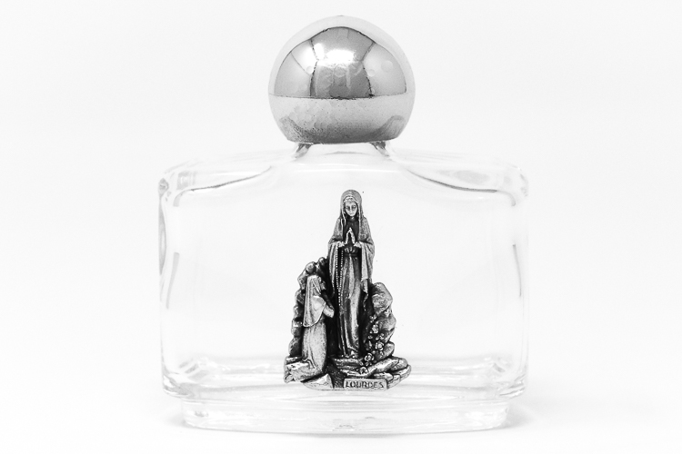 DIRECT FROM LOURDES - Lourdes Water Vial with Silver Plaque.