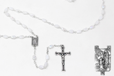 Lourdes White Rosary Beads.