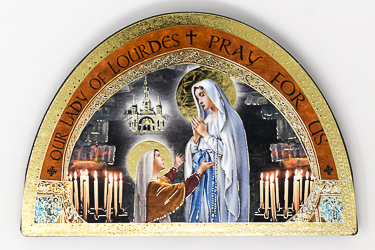 Lourdes Wood Plaque Icon.