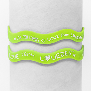 Green Lourdes Rubber Bracelet.