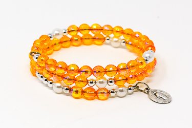 Memory Wire Rosary Bracelet Orange.