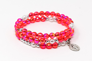 Memory Wire Rosary Bracelet Red.