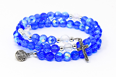 Memory Wire Rosary Bracelet Blue.