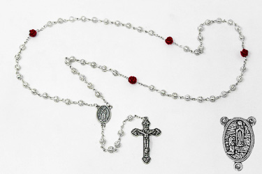 Metal Rosary Beads & Lourdes Rosary Box.