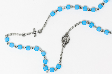 Miraculous Aqua Rosary Necklace