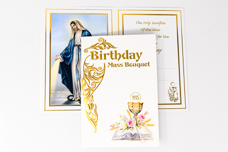 Miraculous Birthday Mass Card.