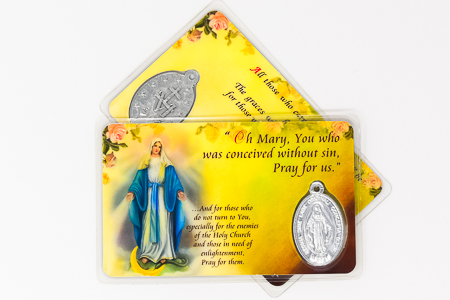 Miraculous Laminated Prayer Card & Medal.