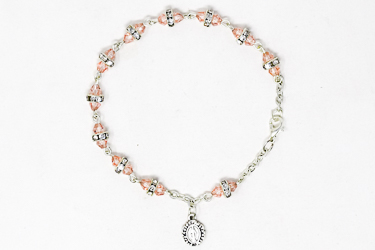 Pink Miraculous Crystal Rosary Bracelet.