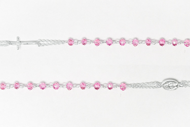 Miraculous Pink Crystal Rosary Bracelet 