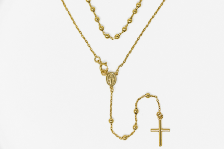 Small Ladies Gold Rosary Necklace.