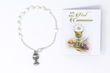 Mother of Pearl Chalice Rosary Bracelet.
