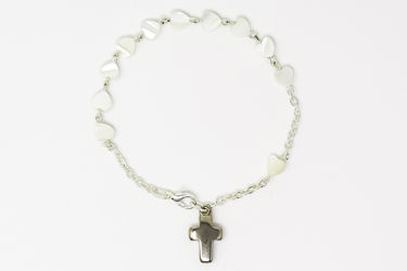 Mother of Pearl Cross Rosary Bracelet.
