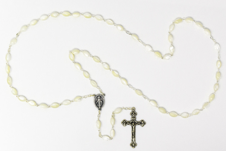 DIRECT FROM LOURDES - Mother of Pearl Miraculous Rosary Beads.