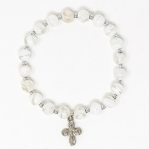 White Murano Rosary Bracelet.