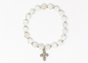 White Murano Rosary Bracelet.