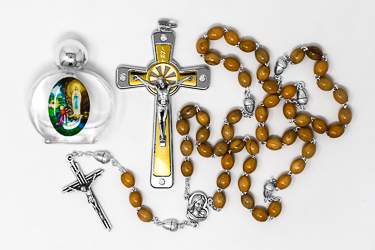 Olive Wood Acorn Rosary Gift Set.