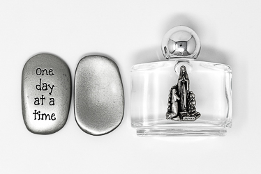 One Day At a Time Pocket Stone  & Lourdes Water.