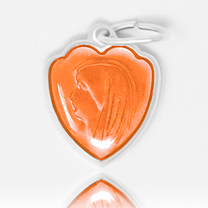 Orange Heart Lourdes Pendant.