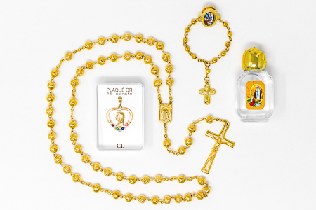 Lourdes Gold Rosary Gift Set.