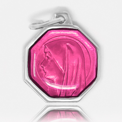 Pink Our Lady of Lourdes Medal.