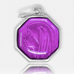 Purple Our Lady of Lourdes Medal.