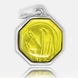 Yellow Our Lady of Lourdes Medal.