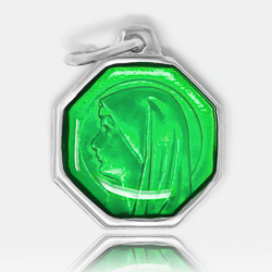 Green Our Lady of Lourdes Medal.
