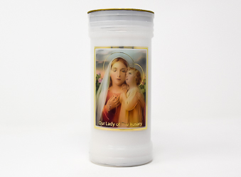 Pillar Candle Our Lady of the Rosary.