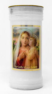 Pillar Candle Our Lady of the Rosary.