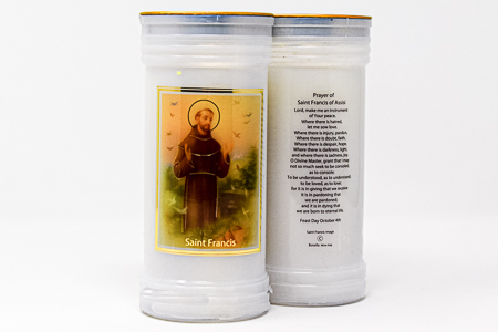 Pillar Candle Saint Francis of Assisi.