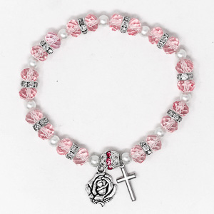 Pink Miraculous Rosary Bracelet.